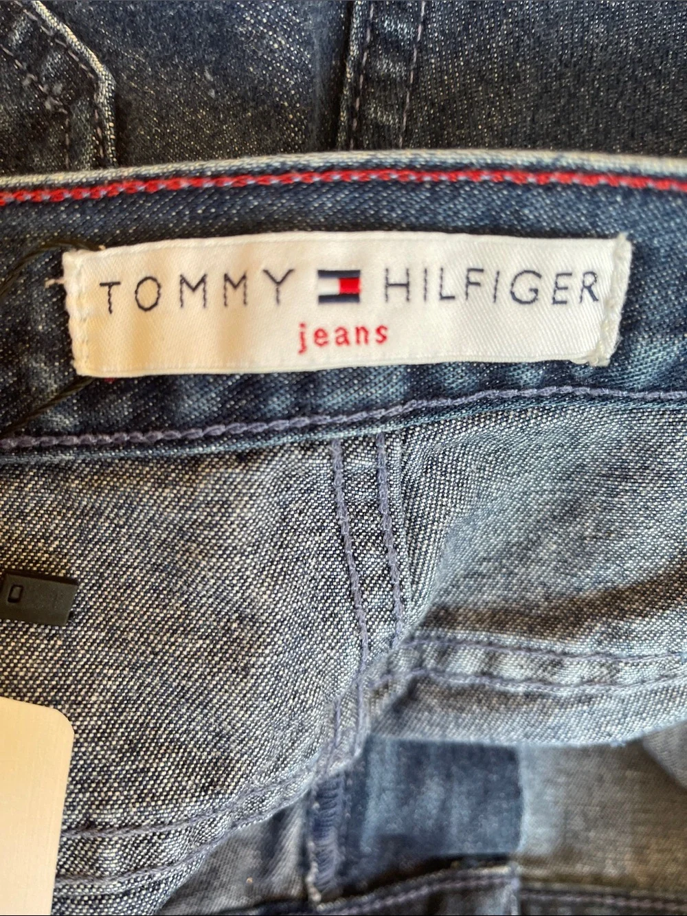 vintage Tommy Hilfiger jean shorts front patch pockets flag logo patch denim